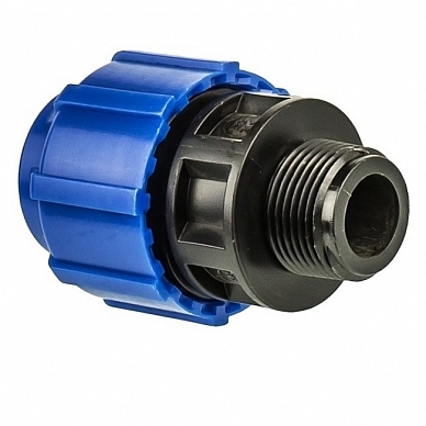 Муфта (ПНД) ПЭ Дн 20х1/2 с наружной резьбой н.р напорная компрессионная