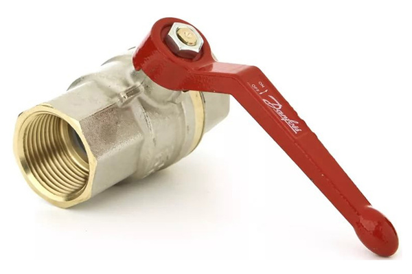 Кран шаровой латунный BVR Ду 15 (1/2&amp;quot;) ВР/ВР полный проход рычаг Danfoss 065B8207
